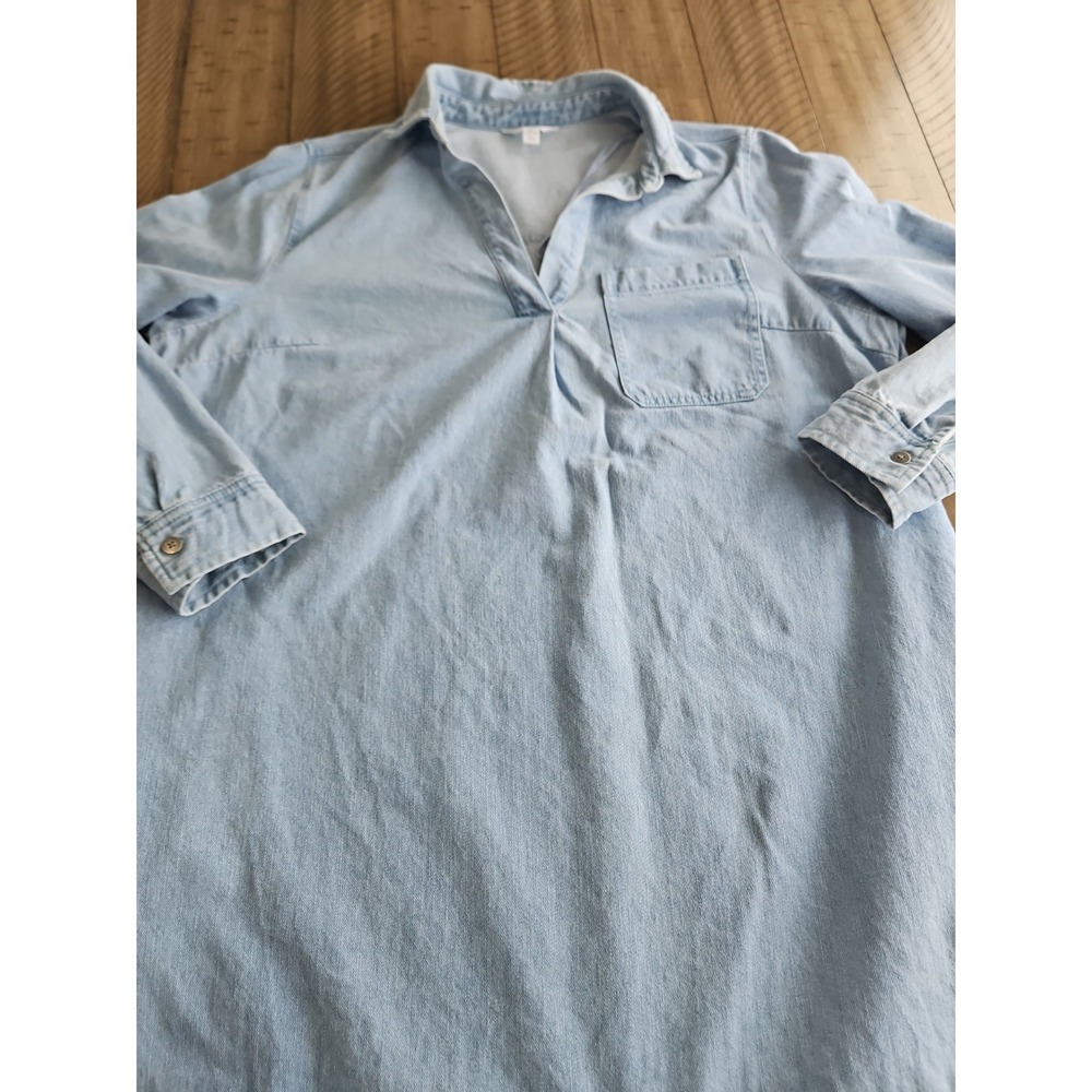Time And Tru Denim Dress XL Blue Pockets Minimalist Cotton Basic Coastal Capsule - Picture 13 of 16